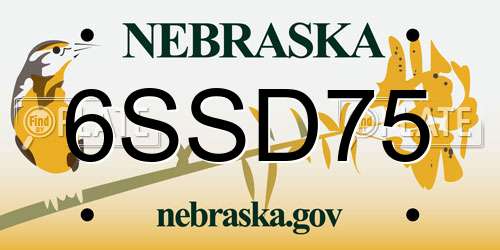 6SSD75 Nebraska License Plate