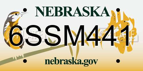 6SSM441 Nebraska License Plate