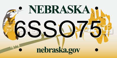 6SSO75 Nebraska License Plate