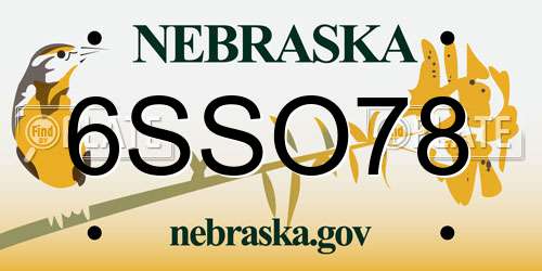 6SSO78 Nebraska License Plate