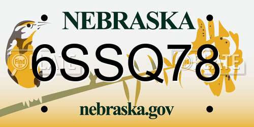 6SSQ78 Nebraska License Plate