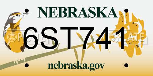 6ST741 Nebraska License Plate