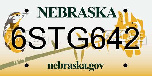 6STG642 Nebraska License Plate