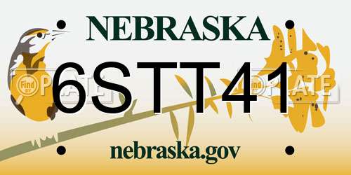 6STT41 Nebraska License Plate