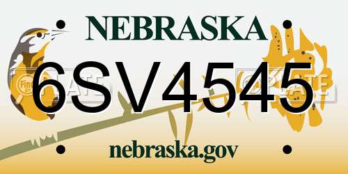 6SV4545 Nebraska License Plate