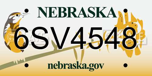 6SV4548 Nebraska License Plate