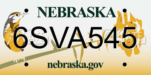 6SVA545 Nebraska License Plate