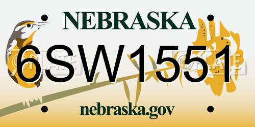 6SW1551 Nebraska License Plate