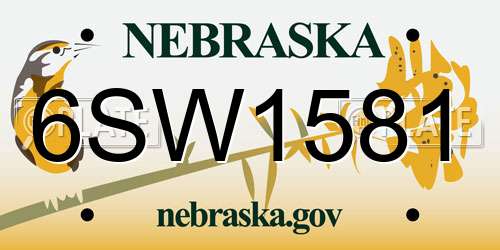 6SW1581 Nebraska License Plate
