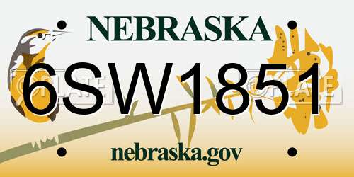 6SW1851 Nebraska License Plate
