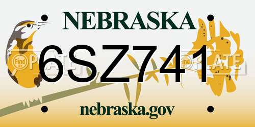 6SZ741 Nebraska License Plate