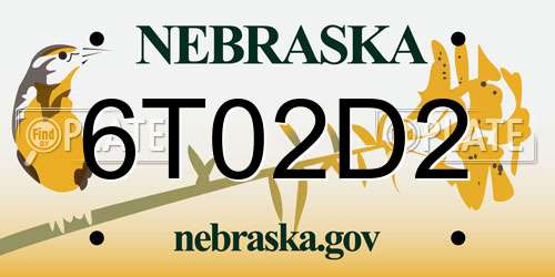 6T02D2 Nebraska License Plate
