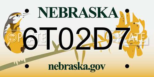 6T02D7 Nebraska License Plate