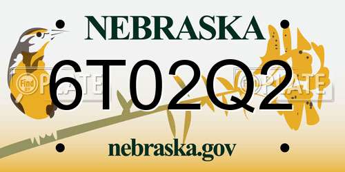 6T02Q2 Nebraska License Plate