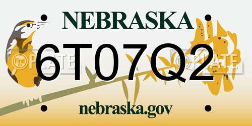 6T07Q2 Nebraska License Plate