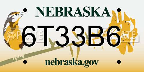 6T33B6 Nebraska License Plate