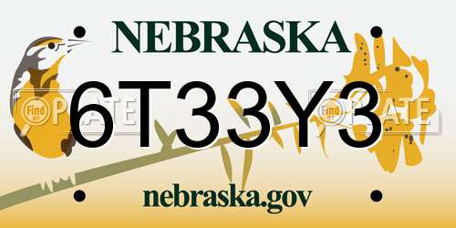 6T33Y3 Nebraska License Plate