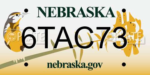 6TAC73 Nebraska License Plate