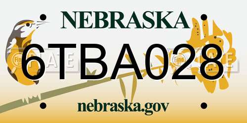 6TBA028 Nebraska License Plate