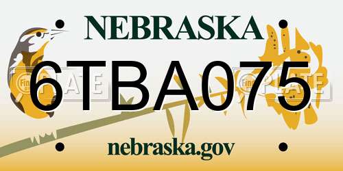 6TBA075 Nebraska License Plate