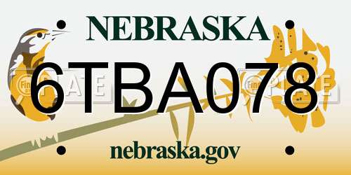 6TBA078 Nebraska License Plate