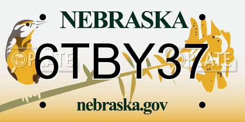 6TBY37 Nebraska License Plate