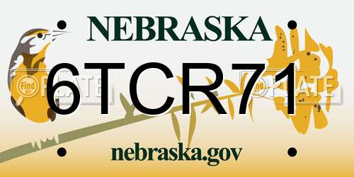 6TCR71 Nebraska License Plate
