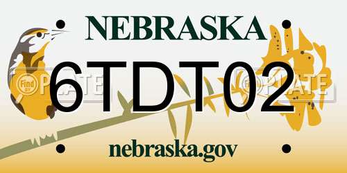 6TDT02 Nebraska License Plate