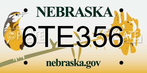 6TE356 Nebraska License Plate