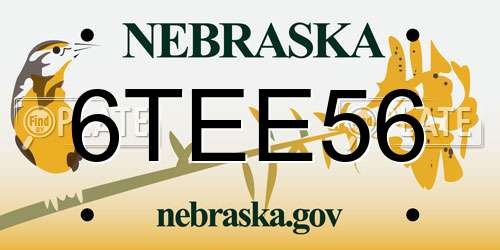 6TEE56 Nebraska License Plate