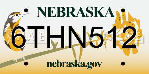 6THN512 Nebraska License Plate