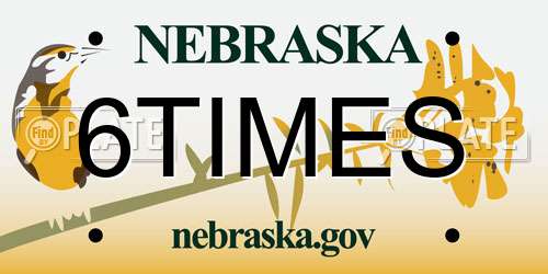 6TIMES Nebraska License Plate