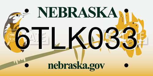 6TLK033 Nebraska License Plate