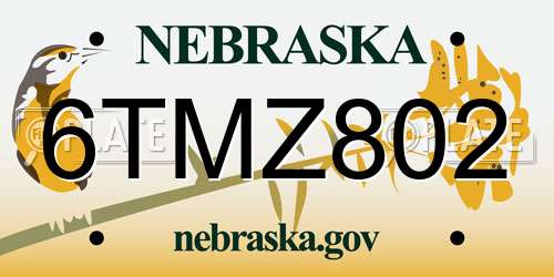 6TMZ802 Nebraska License Plate
