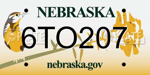 6TO207 Nebraska License Plate