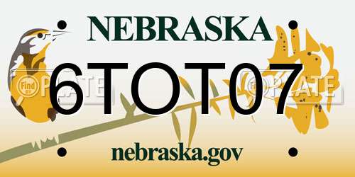 6TOT07 Nebraska License Plate