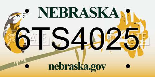 6TS4025 Nebraska License Plate
