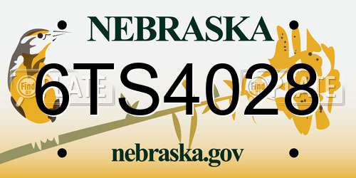 6TS4028 Nebraska License Plate