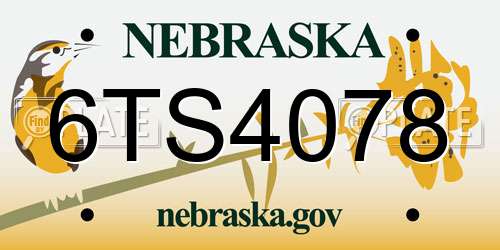 6TS4078 Nebraska License Plate