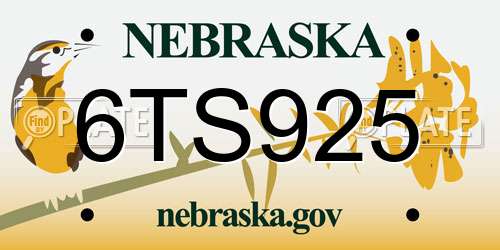 6TS925 Nebraska License Plate