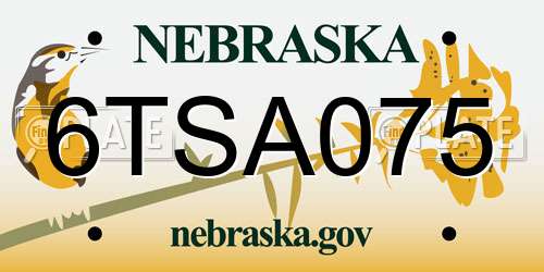 6TSA075 Nebraska License Plate
