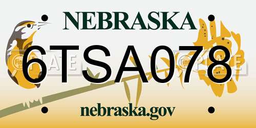 6TSA078 Nebraska License Plate