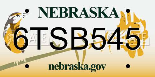 6TSB545 Nebraska License Plate