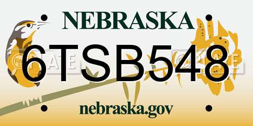 6TSB548 Nebraska License Plate
