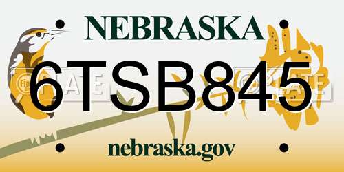 6TSB845 Nebraska License Plate