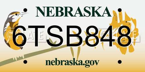 6TSB848 Nebraska License Plate