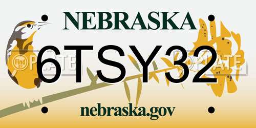 6TSY32 Nebraska License Plate