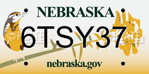 6TSY37 Nebraska License Plate