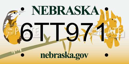 6TT971 Nebraska License Plate
