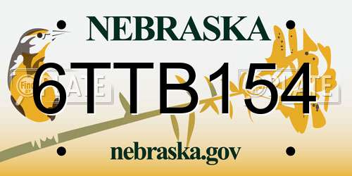 6TTB154 Nebraska License Plate